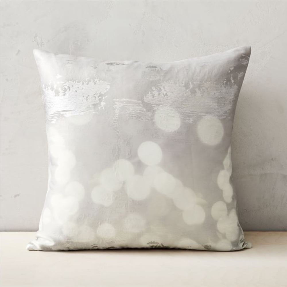 2 NWT WEST ELM silver metallic abstract pillow cover (set of 2 ) 24x24